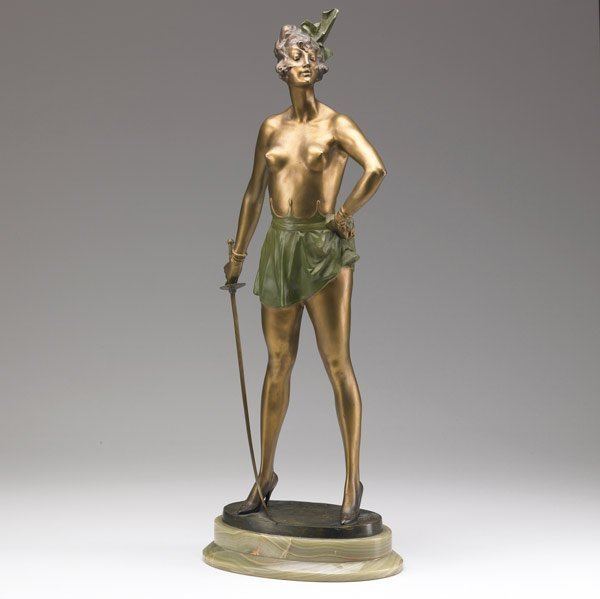 Bruno Zach 615 BRUNO ZACH Lady with Sword bronze sculpture Lot 615