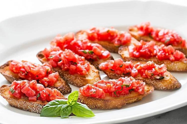 Bruschetta Bruschetta with Tomato and Basil Recipe SimplyRecipescom