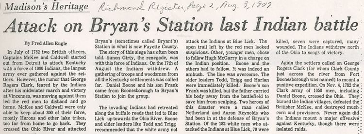 Bryan Station Madison39s Heritage Online Attack on Bryan39s Station Last Indian Battle