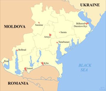 Map showing the Raion subdivision of Budjak territory