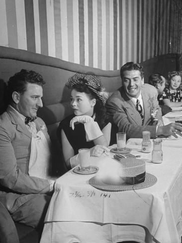 Buff Cobb Actor Victor Mature Dining with Actress Buff Cobb at a