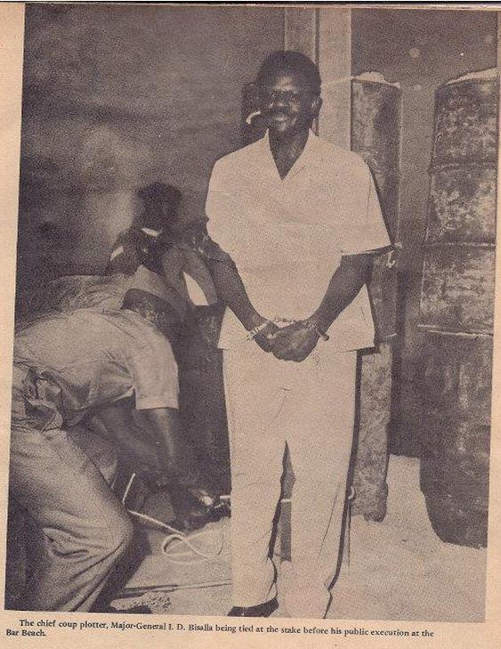 Major-General I.D Bisalla being tied