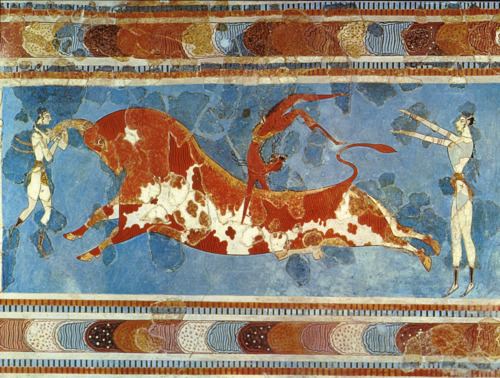 Bull-Leaping Fresco Bull Leaping fresco from the Palace of Knossos Heraklion Crete