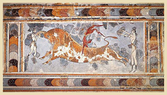 Bull-Leaping Fresco minoan religion The BullLeaping Fresco from the Great Palace at
