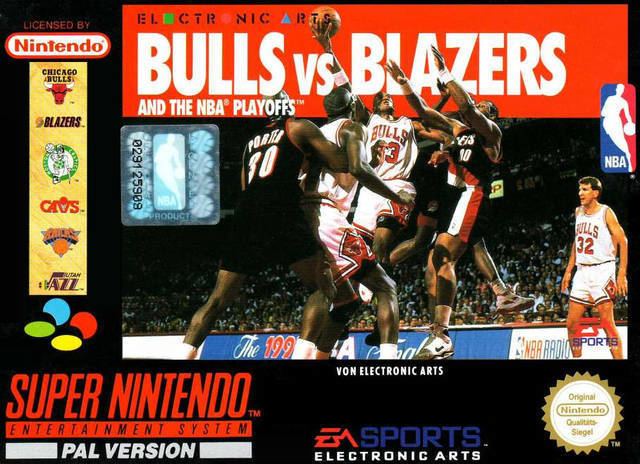 Bulls vs. Blazers and the NBA Playoffs Bulls vs Blazers and the NBA Playoffs Box Shot for Super Nintendo