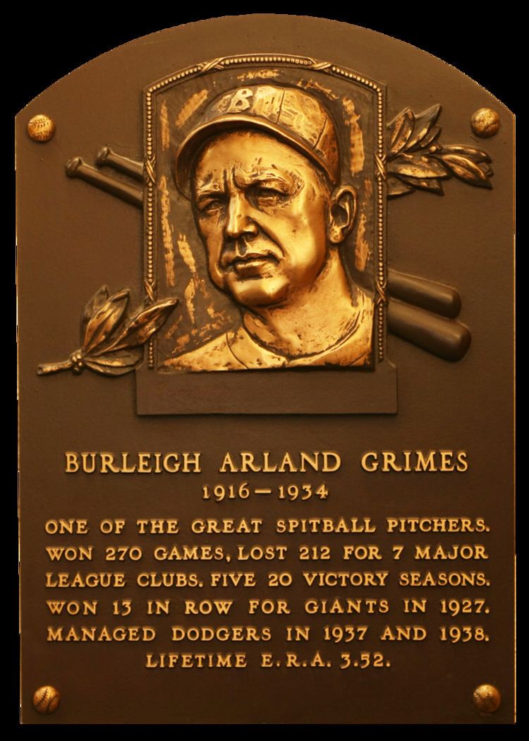 Burleigh Grimes Grimes Burleigh Baseball Hall of Fame