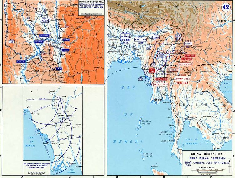 Burma Campaign Map of WWII Third Burma Campaign 194445