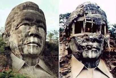 Large Bust of Ferdinand Marcos (left), and The exploded bust of Ferdinand Marcos (right)