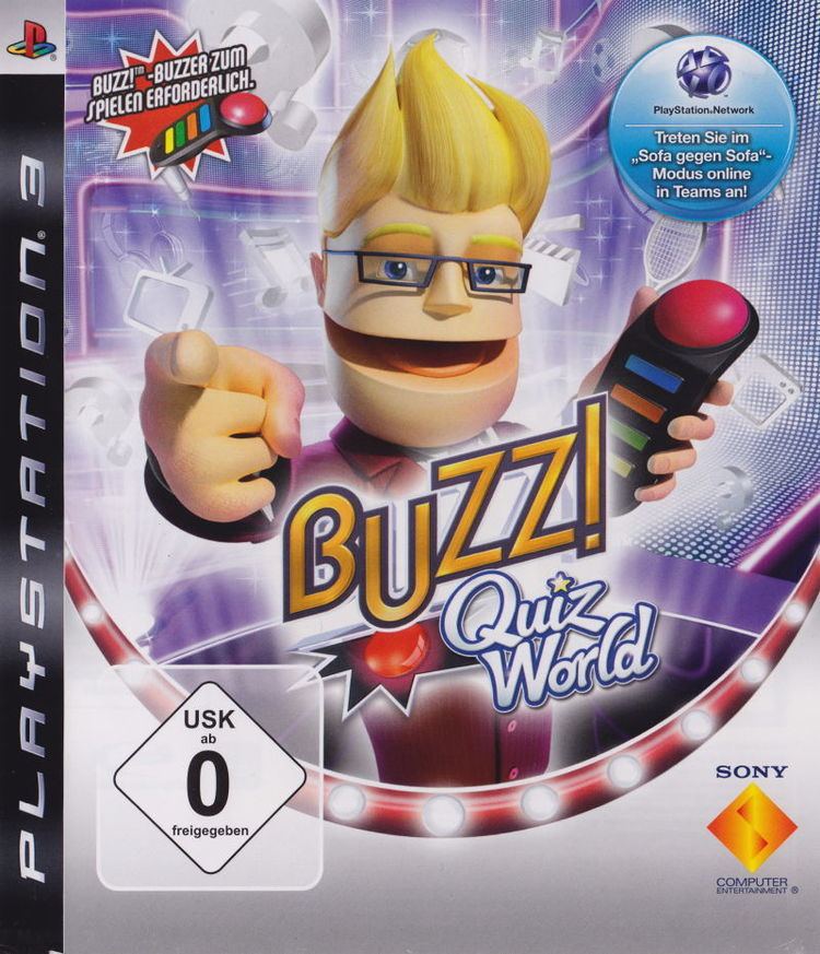 Buzz!: Quiz World Buzz Quiz World 2009 PlayStation 3 box cover art MobyGames