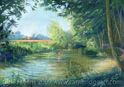 Byron's Pool Painting of Byrons Pool Cambridgeshire Also prints cards ecards