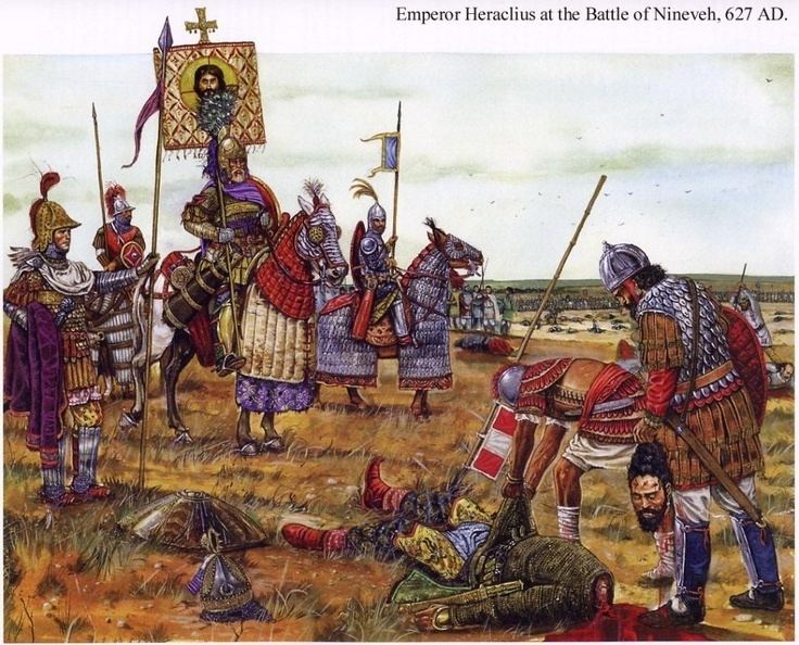 Poster of Emperor Heraclius at the Battle of Nineveh in 627 AD.