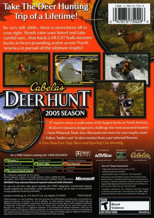 Cabela's Deer Hunt: 2005 Season Cabela39s Deer Hunt 2005 Season Box Shot for Xbox GameFAQs