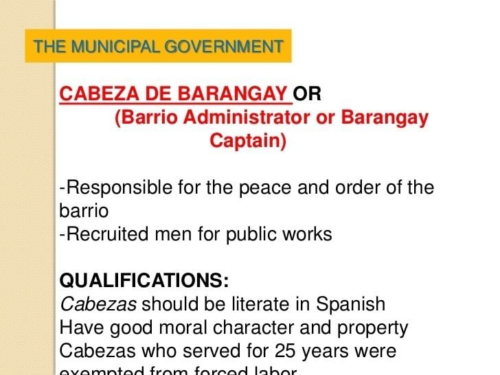 Cabeza de Barangay Spanish Colonial Government