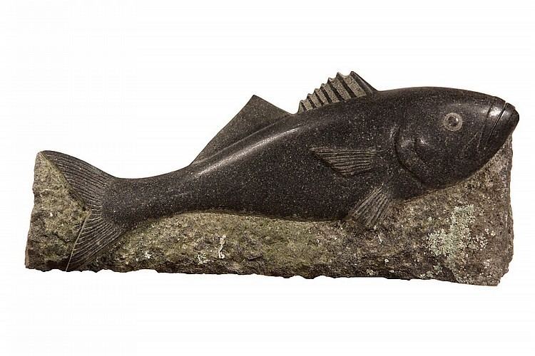 Cabot Lyford CABOT LYFORD NH 1925 Striped Bass carved granite u