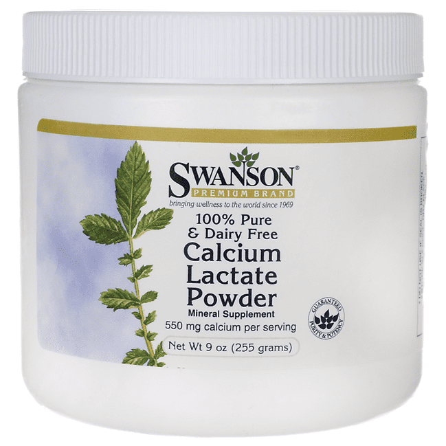 Calcium lactate Swanson Premium 100 Pure amp Dairy Free Calcium Lactate 550 mg 9 oz