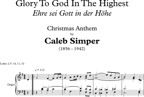 Caleb Simper musicalioncom Glory to God in the Highest Caleb Simper Sheet