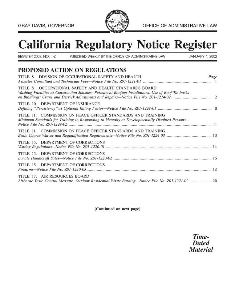 California Regulatory Notice Register