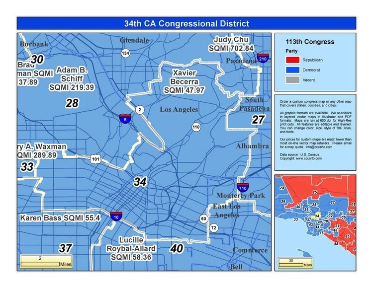 California's 34th congressional district California 34th Congressional District Xavier Becerra D District