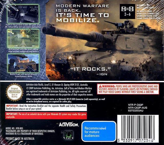 Call of Duty: Modern Warfare: Mobilized Call of Duty Modern Warfare Mobilized Box Shot for DS GameFAQs