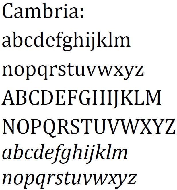 Cambria (typeface) Default Fonts Scott Granneman