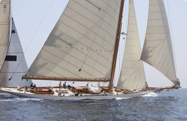 Cambria (yacht) On the deck of a J sailing Shamrock V Classic Boat Magazine