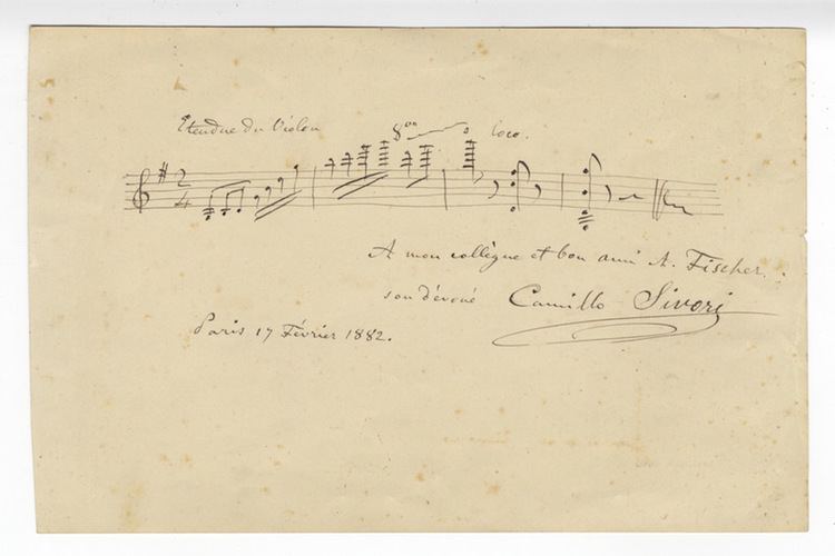 Camillo Sivori Autograph musical quotation signed 4 measures encompassing the