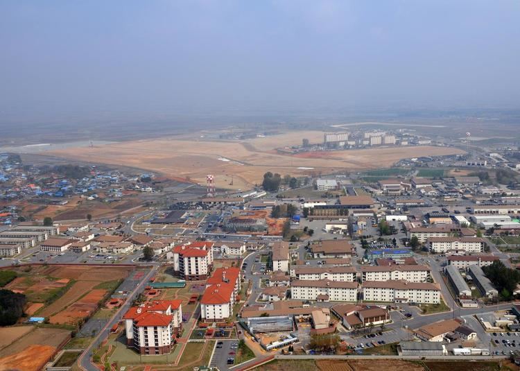 Aerial view of the town of Anjeong-ri, South Korea.