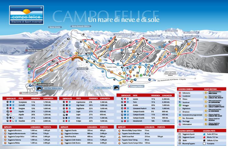 Campo Felice Campo Felice Rocca di Cambio Piste Map Plan of ski slopes and