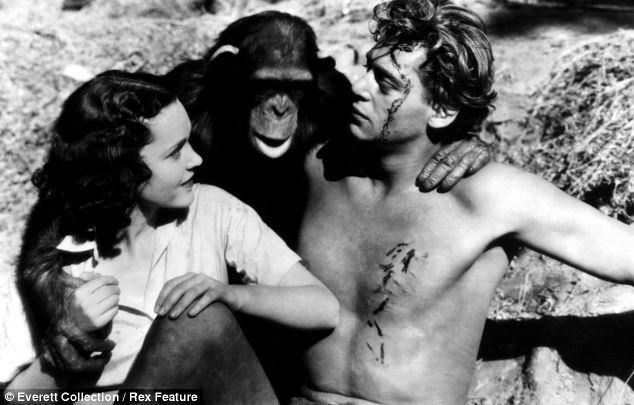 Canaries Sometimes Sing movie scenes Co stars Maureen O Sullivan Cheetah and Johnny Weissmuller in the 1932