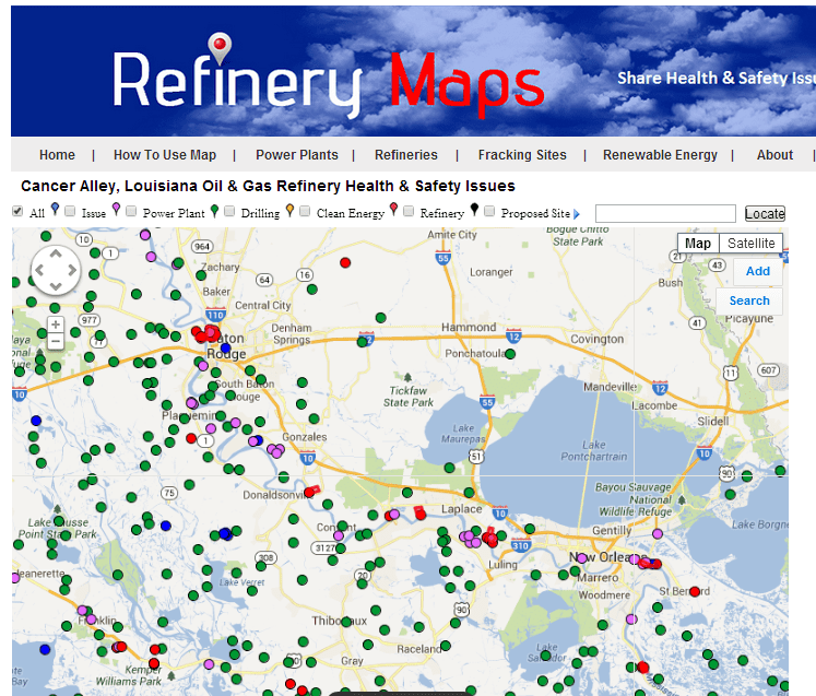 Cancer Alley Refinery Maps Cancer Alley Louisiana Map