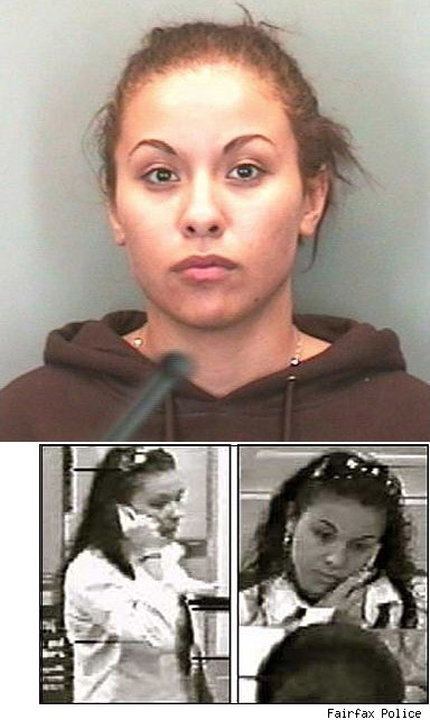 On the top, Candice Rose Martinez wearing a brown hooded sweatshirt while on the bottom, she is holding a cellphone while upon entering the bank