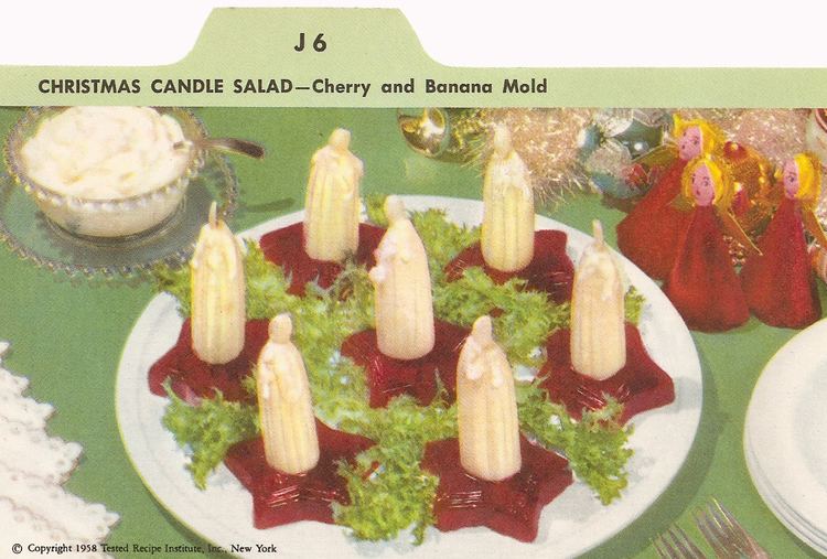 Candle salad Christmas Candle Salad Vintage Recipe Cards