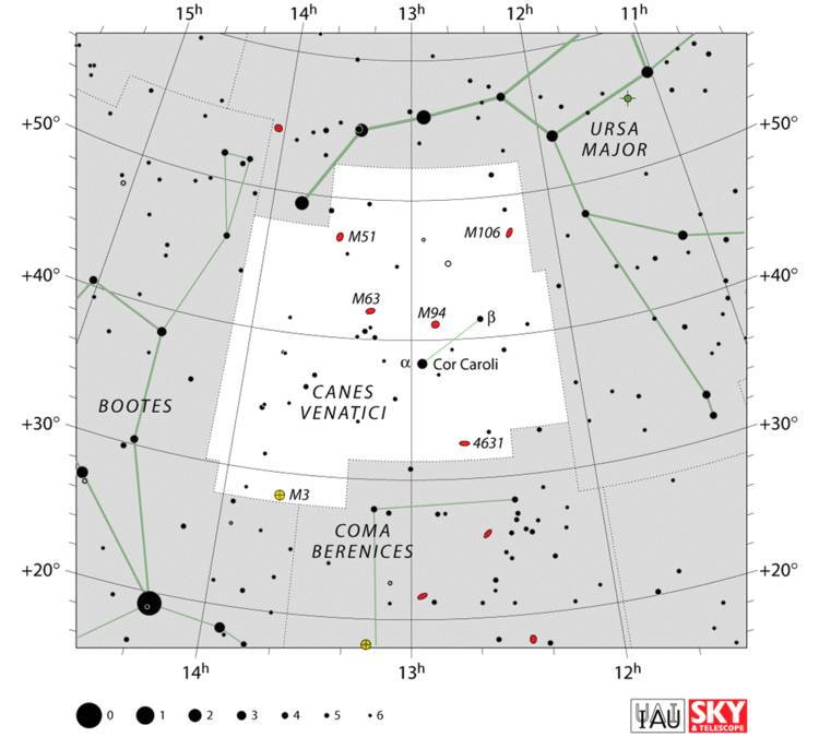 Canes Venatici Canes Venatici Constellation Facts Myth Star Map Major Stars