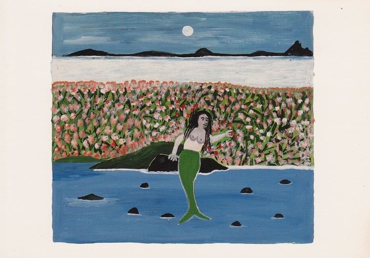 Canute Caliste Postcard of painting The Mermaid Resting in her Garden by