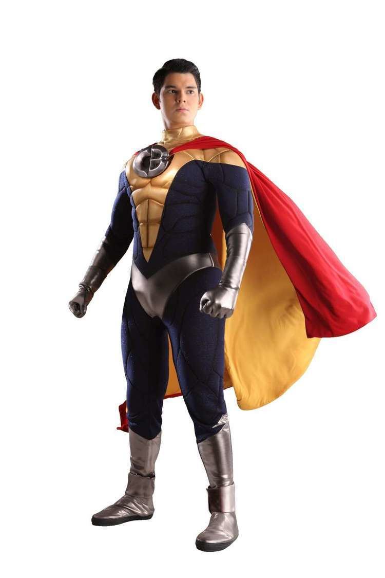 Richard Gutierrez as Captain Barbell with a new yellow and dark blue suit with a red cape.