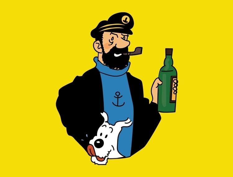 Captain Haddock Tintin T Shirts Captain Haddock and Snowy from the World of Tintin