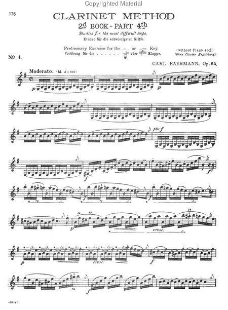 Carl Baermann Sheet music Bettoney and Baermann Method for ClarinetPt IV Clarinet