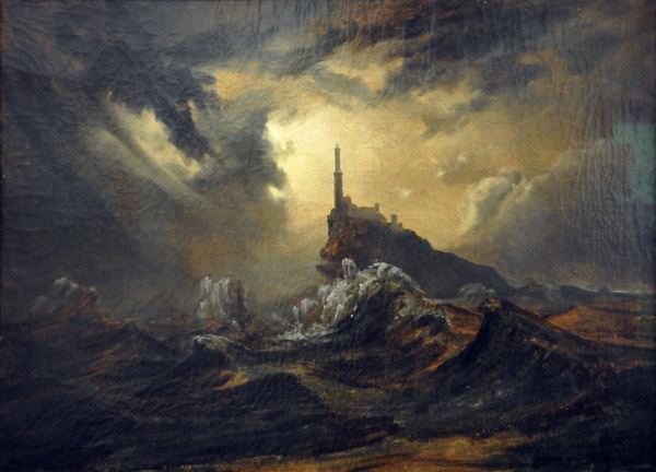 Carl Blechen Stormy Sea with Lighthouse ca 1826 Carl Blechen 1798