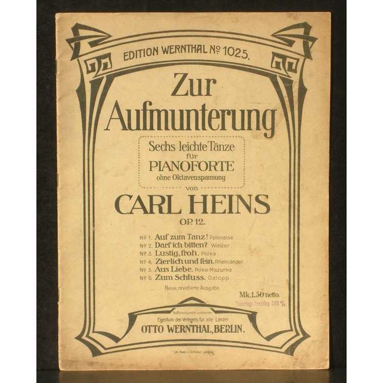 Carl Heins Partition carl heins zur aufmunterung op 12 by Partition Carl Heins