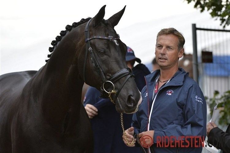 Carl Hester Carl Hester test rider at the DWB Young Horse Championship