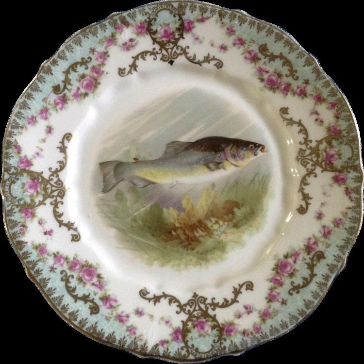 Carl Tielsch Antique Carl Tielsch Fish CT Germany Porcelain Luncheon Plate 812