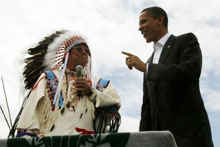 Carl Venne Senator Barack Obama talks to Carl Venne chairman of the Crow tribe
