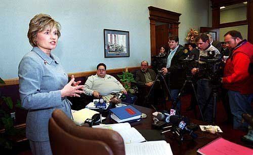 Carla Stovall Photo Kansas Atty Gen Carla Stovall left discusses her reaction