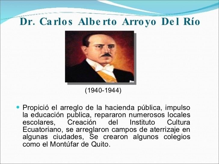 Carlos Alberto Arroyo del Río Presidentes Constitucionales del Ecuador