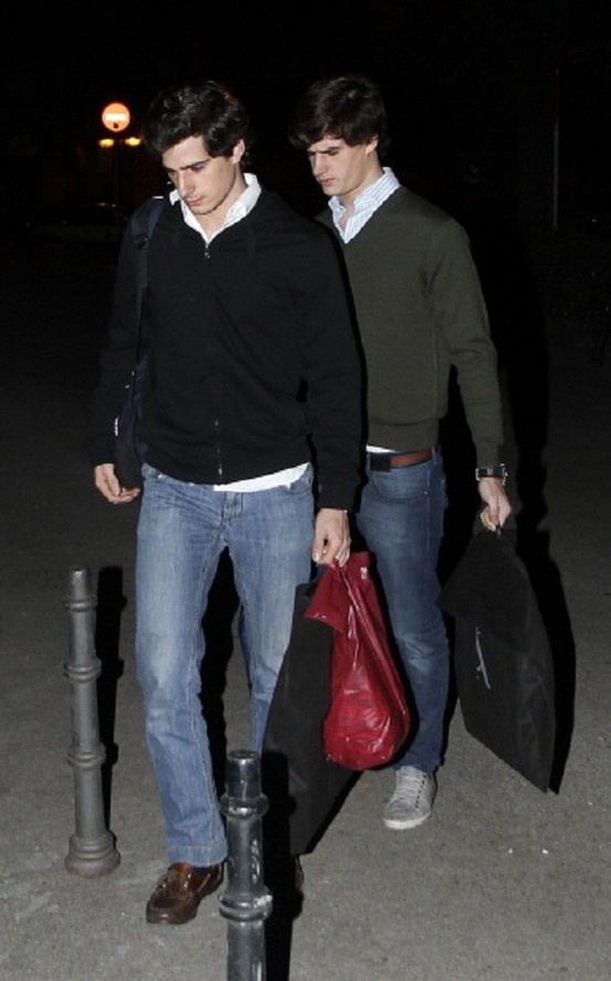 Fernando and Carlos Martinez de Irujo arrive at Duchess of Alba's palace for Christmas Eve dinner in Madrid, Spain