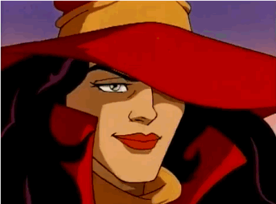 Carmen Sandiego Bette Midler warbling and where exactly IS Carmen Sandiego Riding