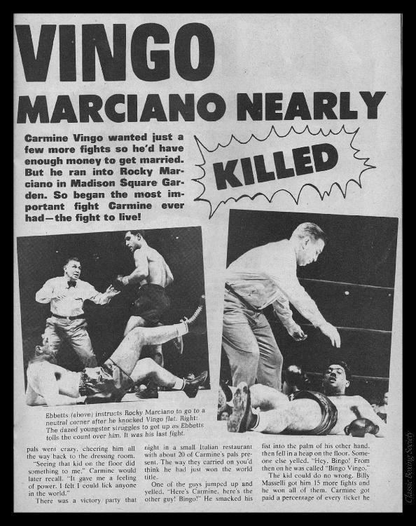 Carmine Vingo Boxing Rocky Marciano versus Carmine Vingo