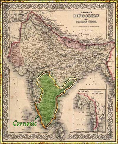 An old map of Carnatic region