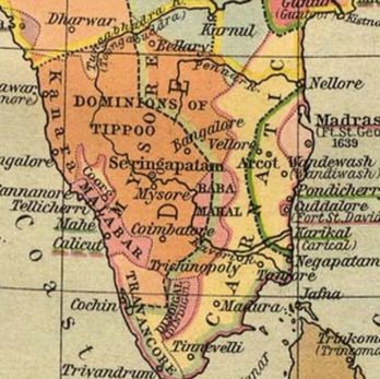 An old map of Carnatic region