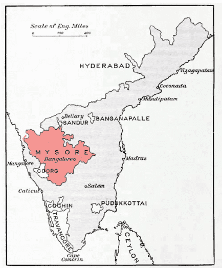 Map of the Madras Presidency including the Princely States